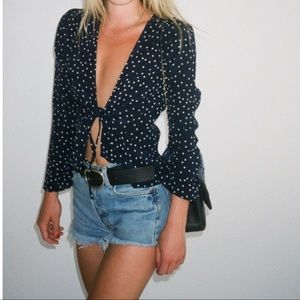 Realisation par silk Bianca top navy star size S